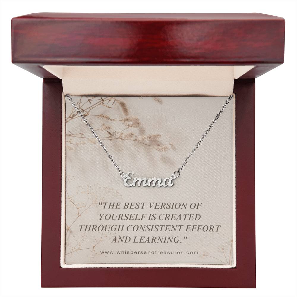 Personalized Name Necklace – Custom Script Pendant, Gift for Her, Inspirational Jewelry with Message Card