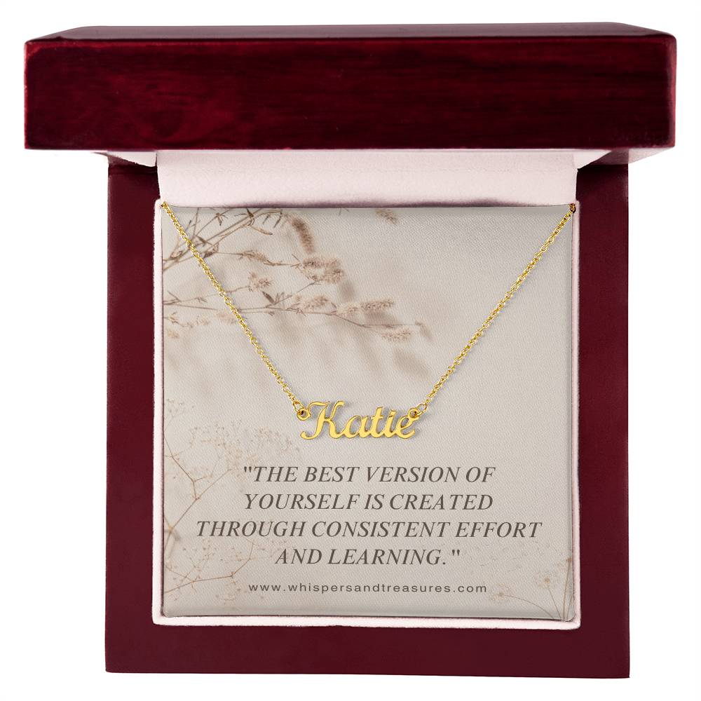Personalized Name Necklace – Custom Script Pendant, Gift for Her, Inspirational Jewelry with Message Card
