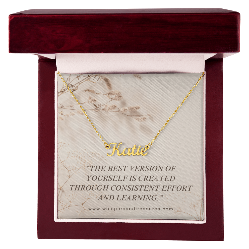 Personalized Name Necklace – Custom Script Pendant, Gift for Her, Inspirational Jewelry with Message Card