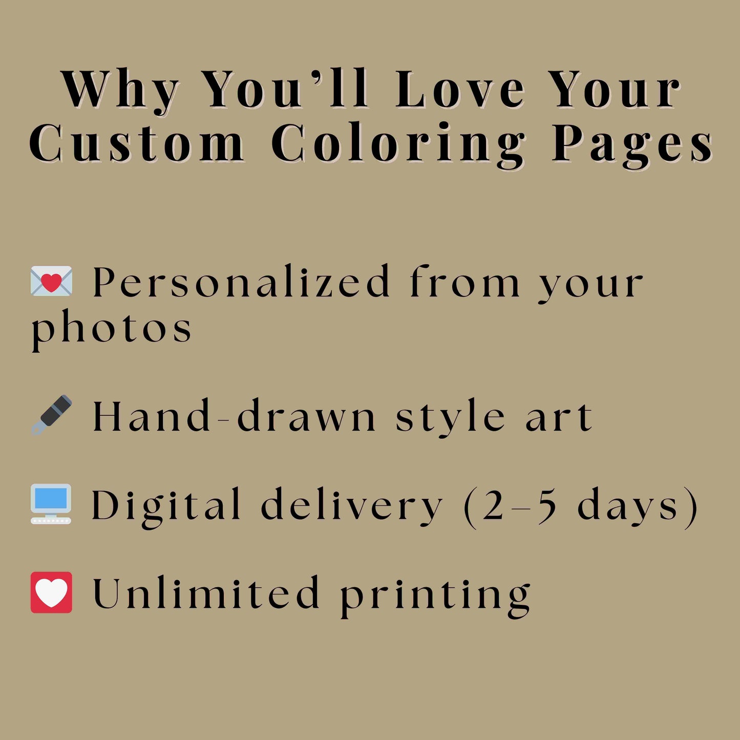 Custom Coloring Pages from Your Photos (Digital Download)