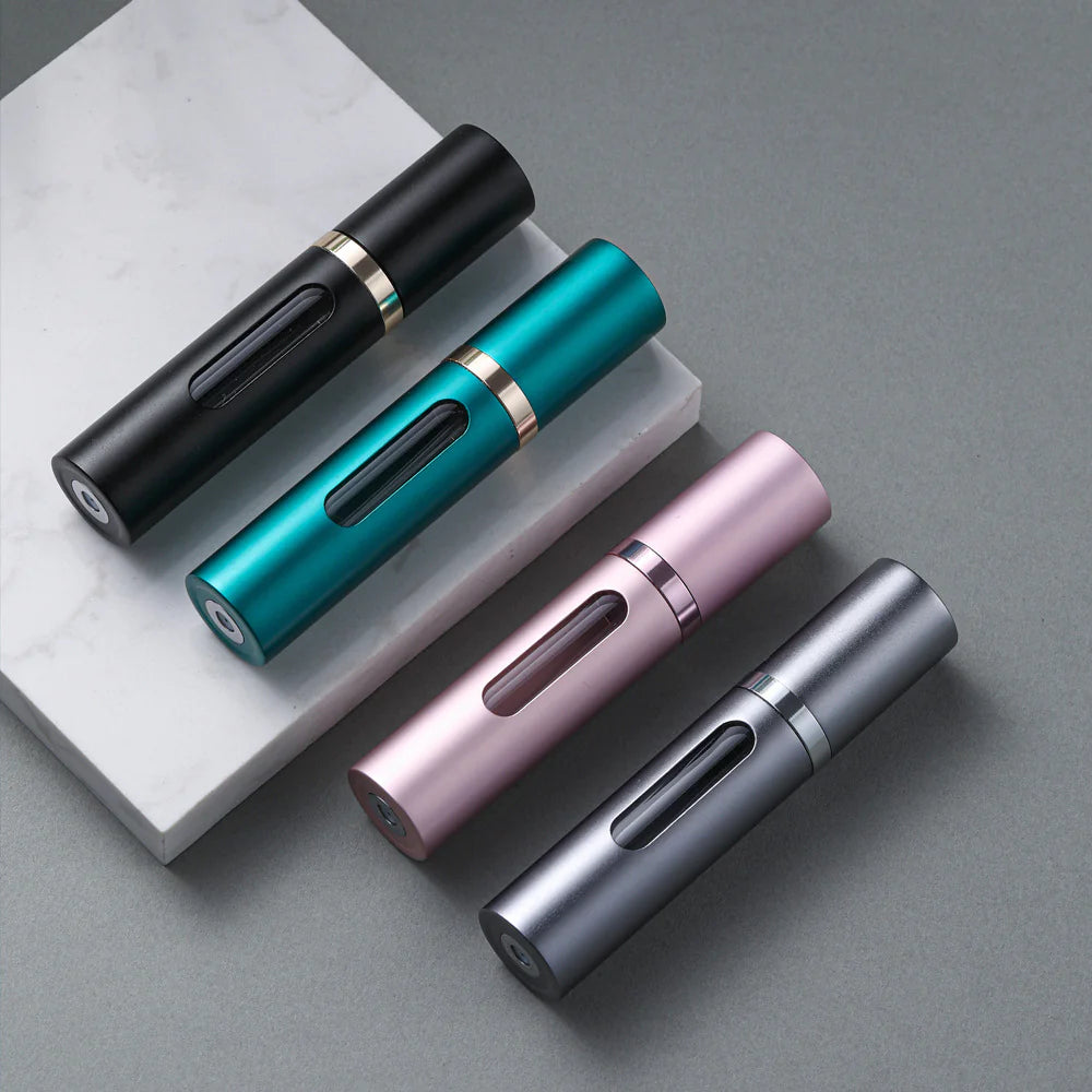 Travel Perfume Atomizer – Refillable Mini Spray Bottle (5ml), TSA Approved, Leak-Proof Glass, 7 Colors