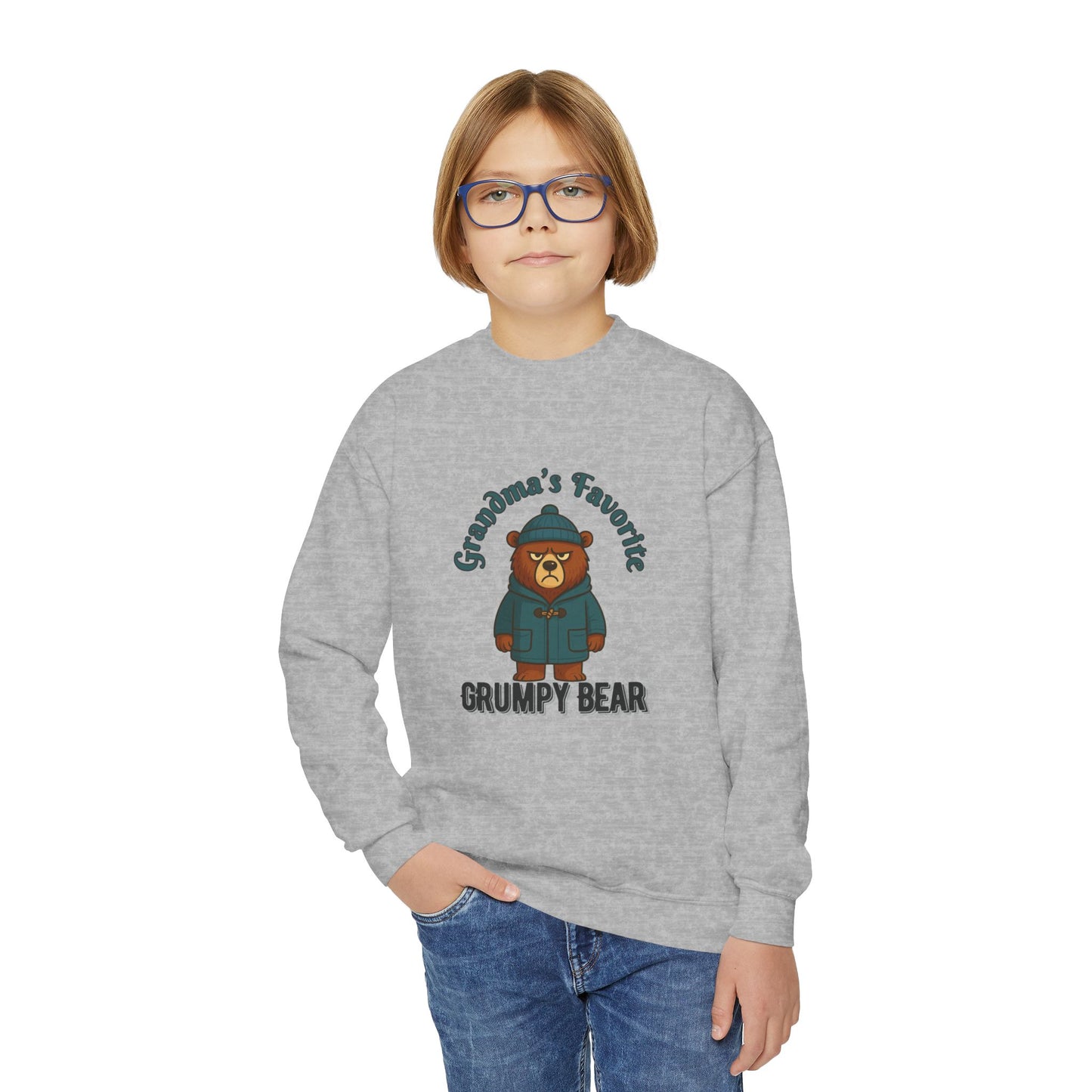 Grandmas Favorite Grumpy Bear Kids Pullover | Cute Bear Gift for Grandkids | Funny Cozy Holiday Top for Boys & Girls