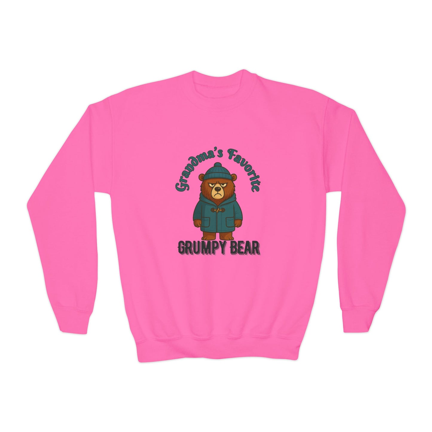 Grandmas Favorite Grumpy Bear Kids Pullover | Cute Bear Gift for Grandkids | Funny Cozy Holiday Top for Boys & Girls