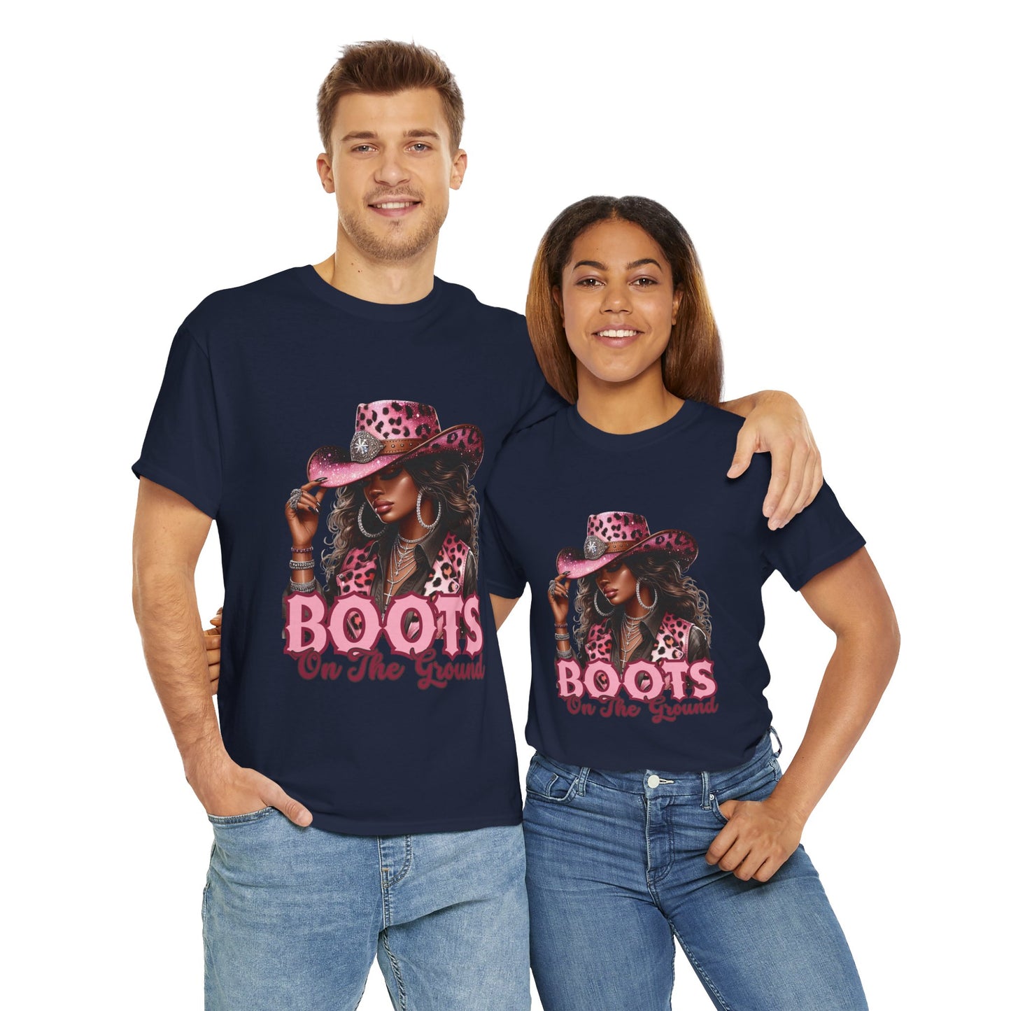 Boots On The Ground Shirt | Western Cowgirl Pink Leopard Hat Tee