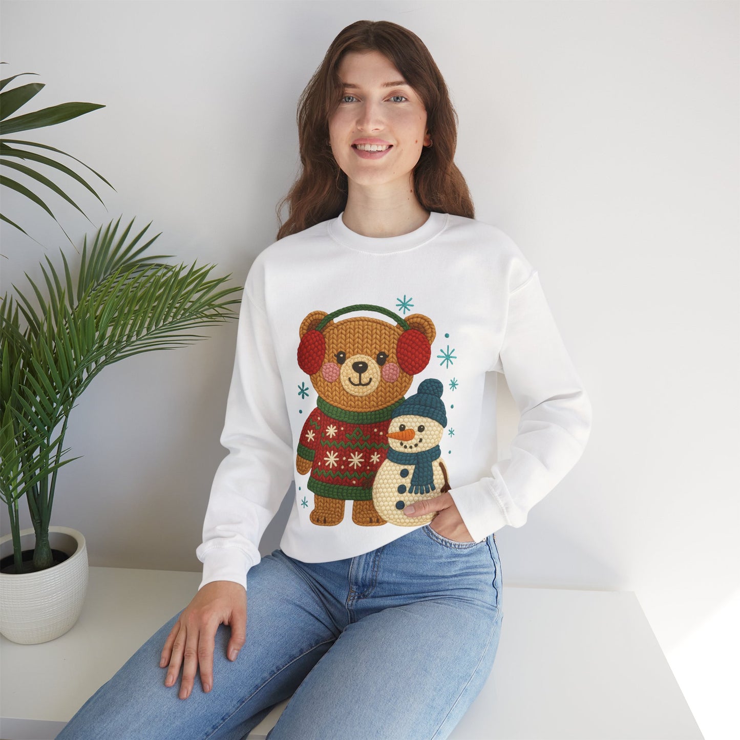 Cute Winter Bear & Snowman Sweatshirt – Cozy Holiday Crewneck