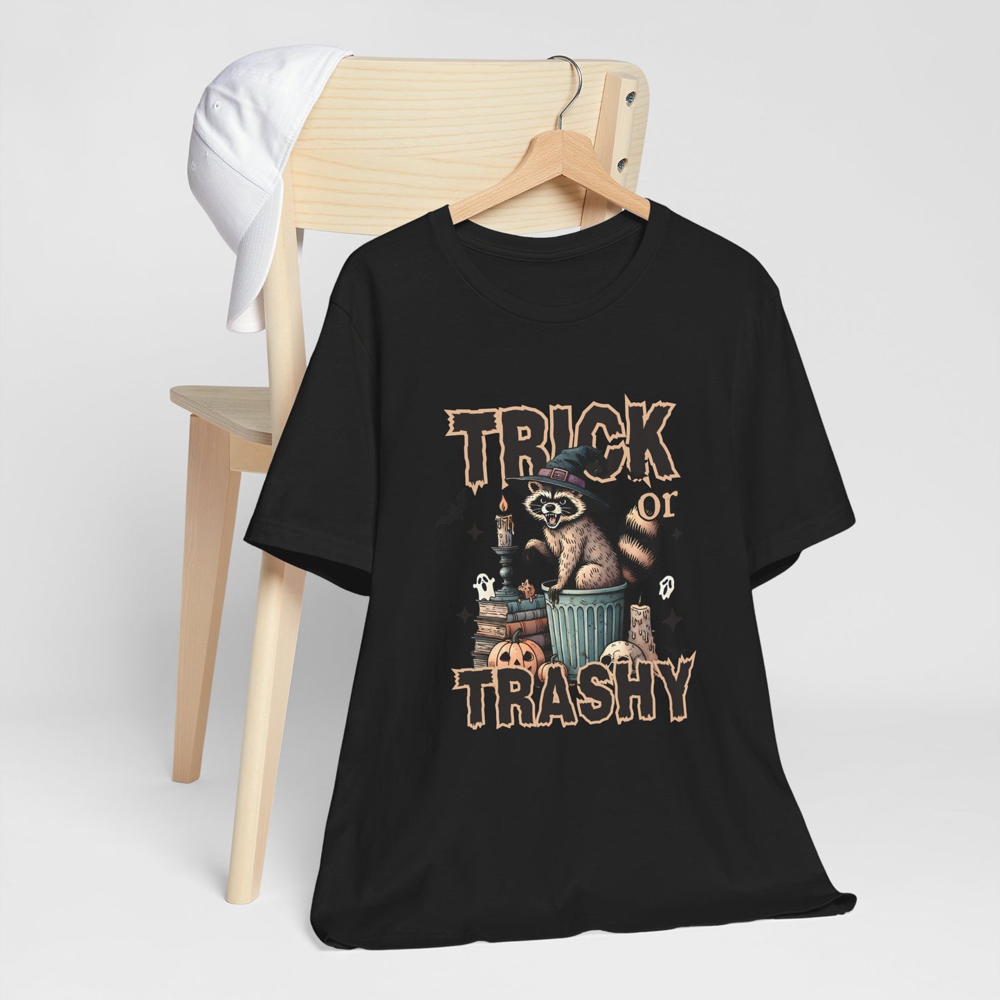 Trick or Trashy Halloween Raccoon Shirt | Funny Fall Graphic Tee