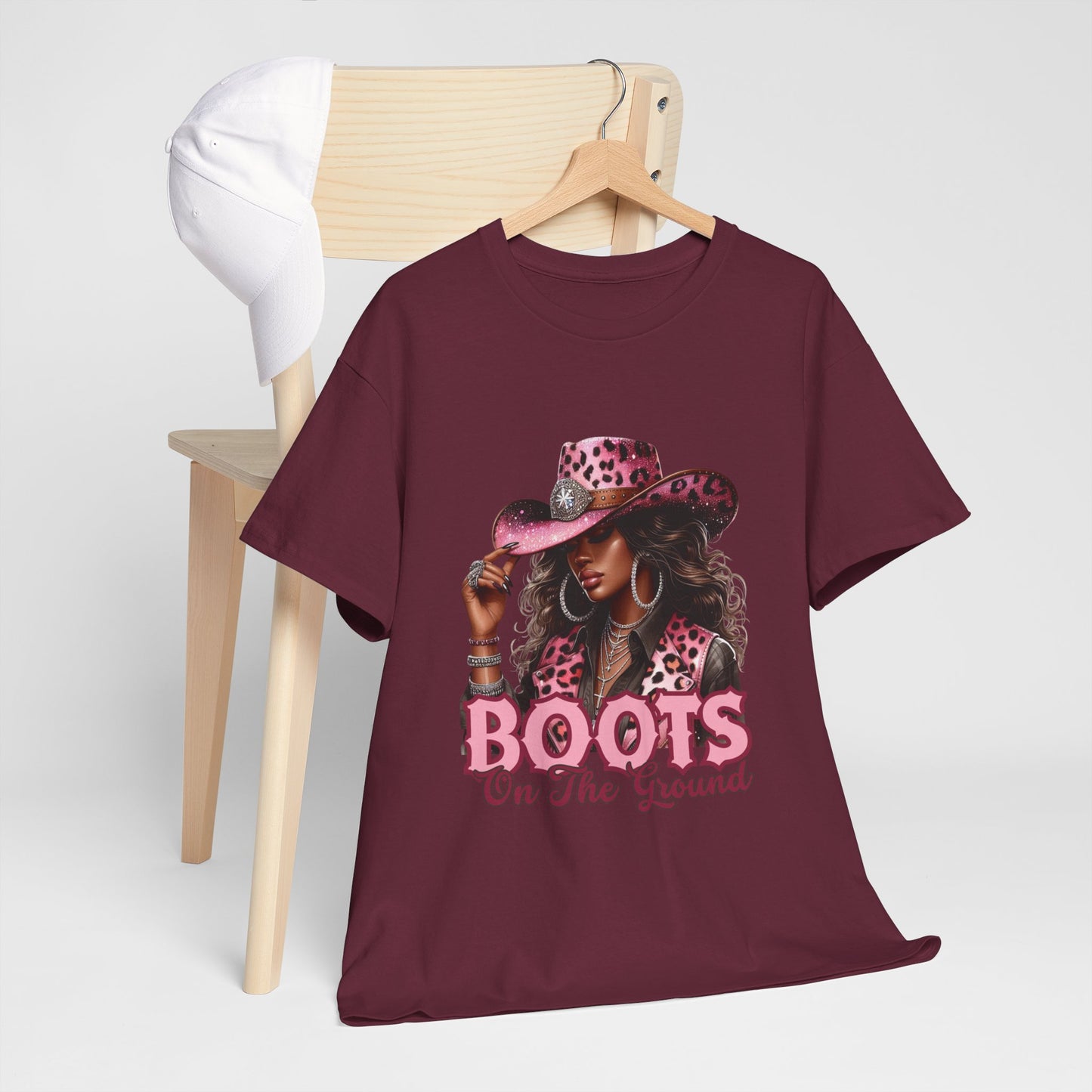 Boots On The Ground Shirt | Western Cowgirl Pink Leopard Hat Tee