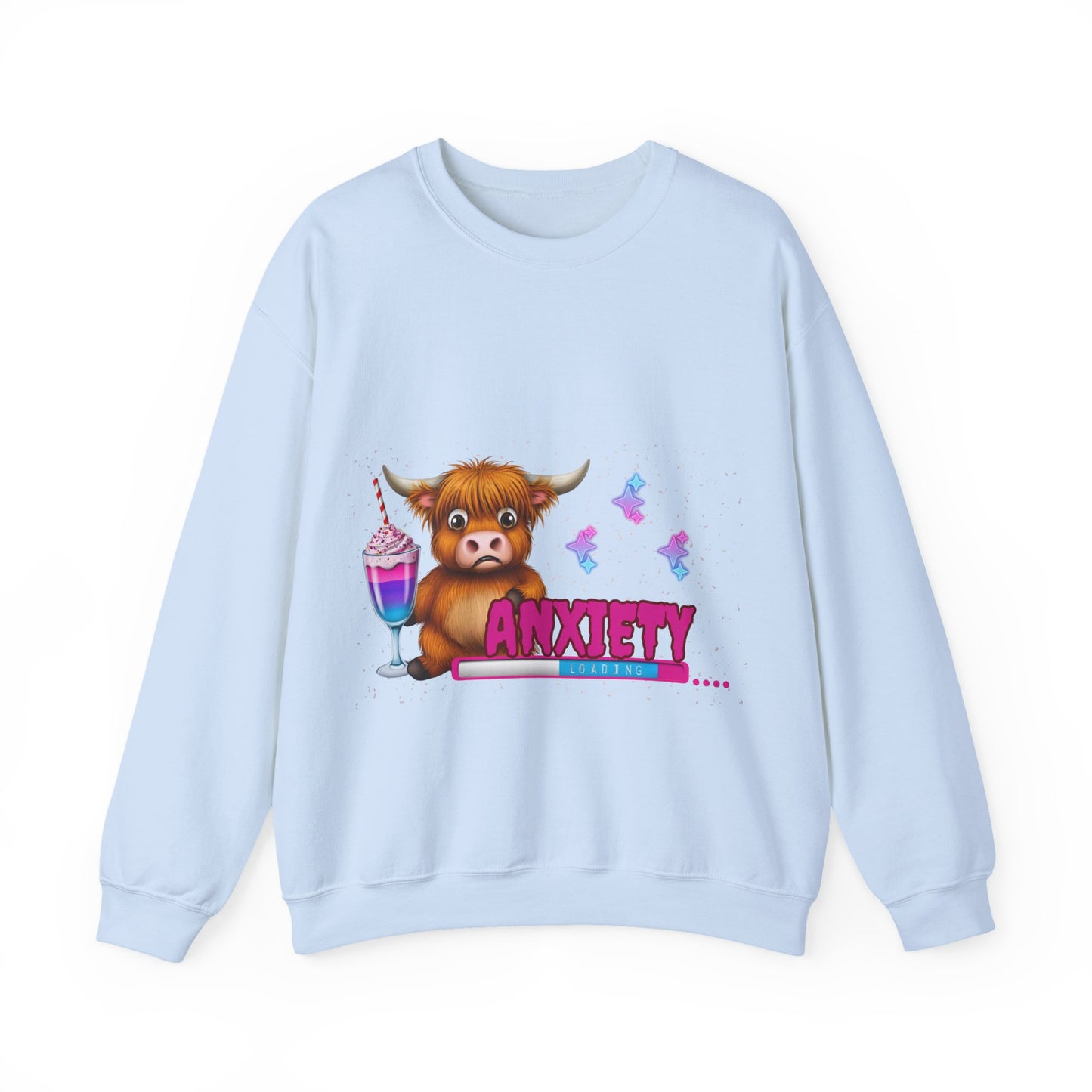 Anxiety Loading Highland Cow Sweatshirt – Funny Bella Canvas Unisex Crewneck