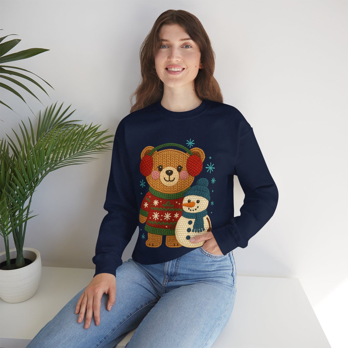 Cute Winter Bear & Snowman Sweatshirt – Cozy Holiday Crewneck
