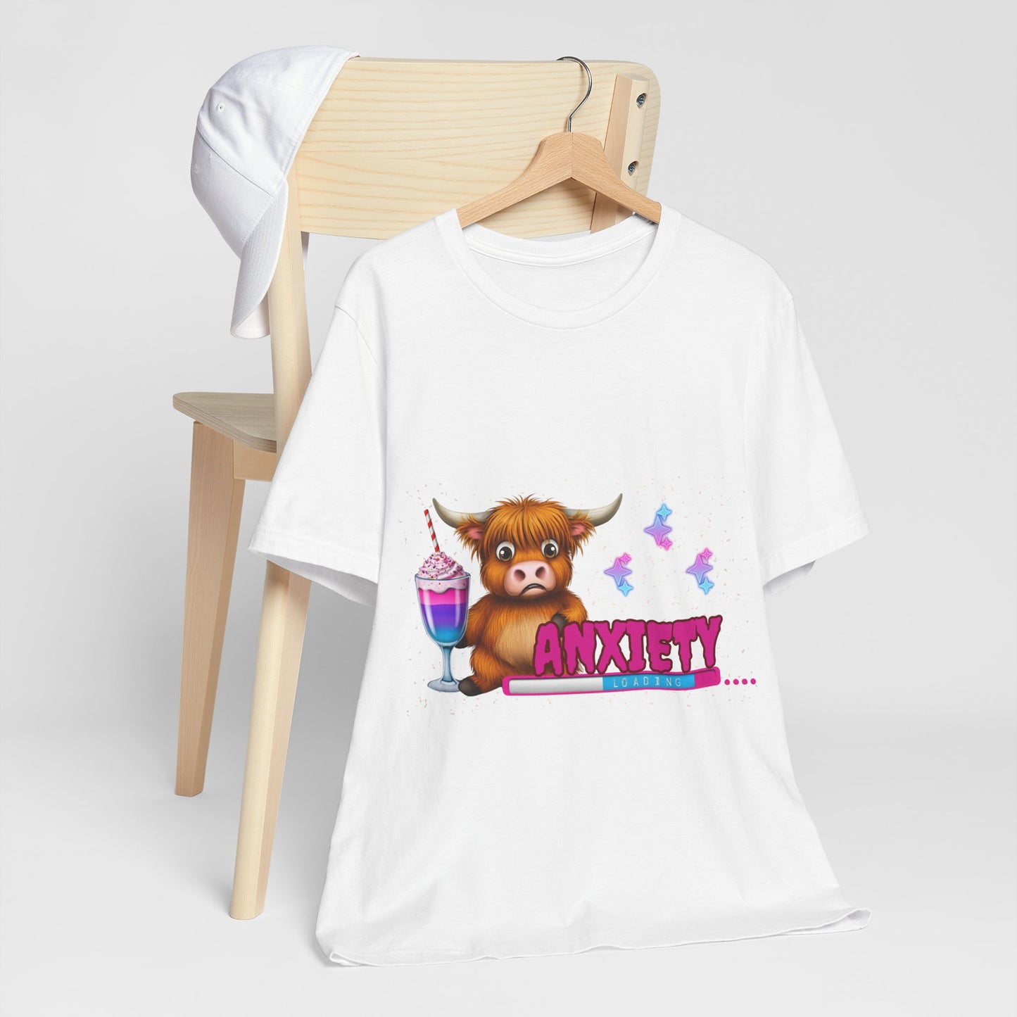 Anxiety Loading Highland Cow Bella+Canvas Shirt – Funny Mental Health Tee