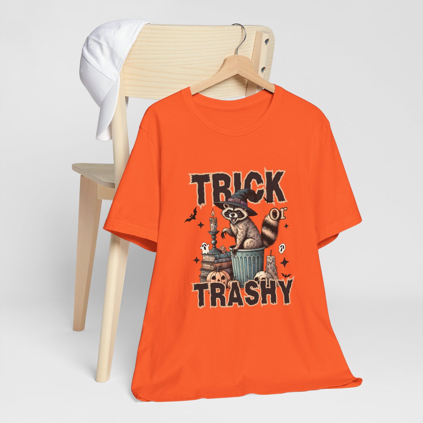 Trick or Trashy Halloween Raccoon Shirt | Funny Fall Graphic Tee