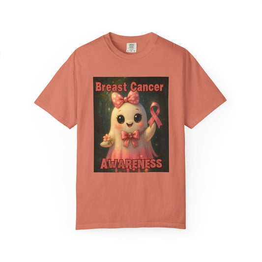 Breast Cancer Awareness Unisex T-Shirt - Cute Ghost Design, Pink Ribbon Tee, Supportive Gift, Casual Wear, October Fundraiser