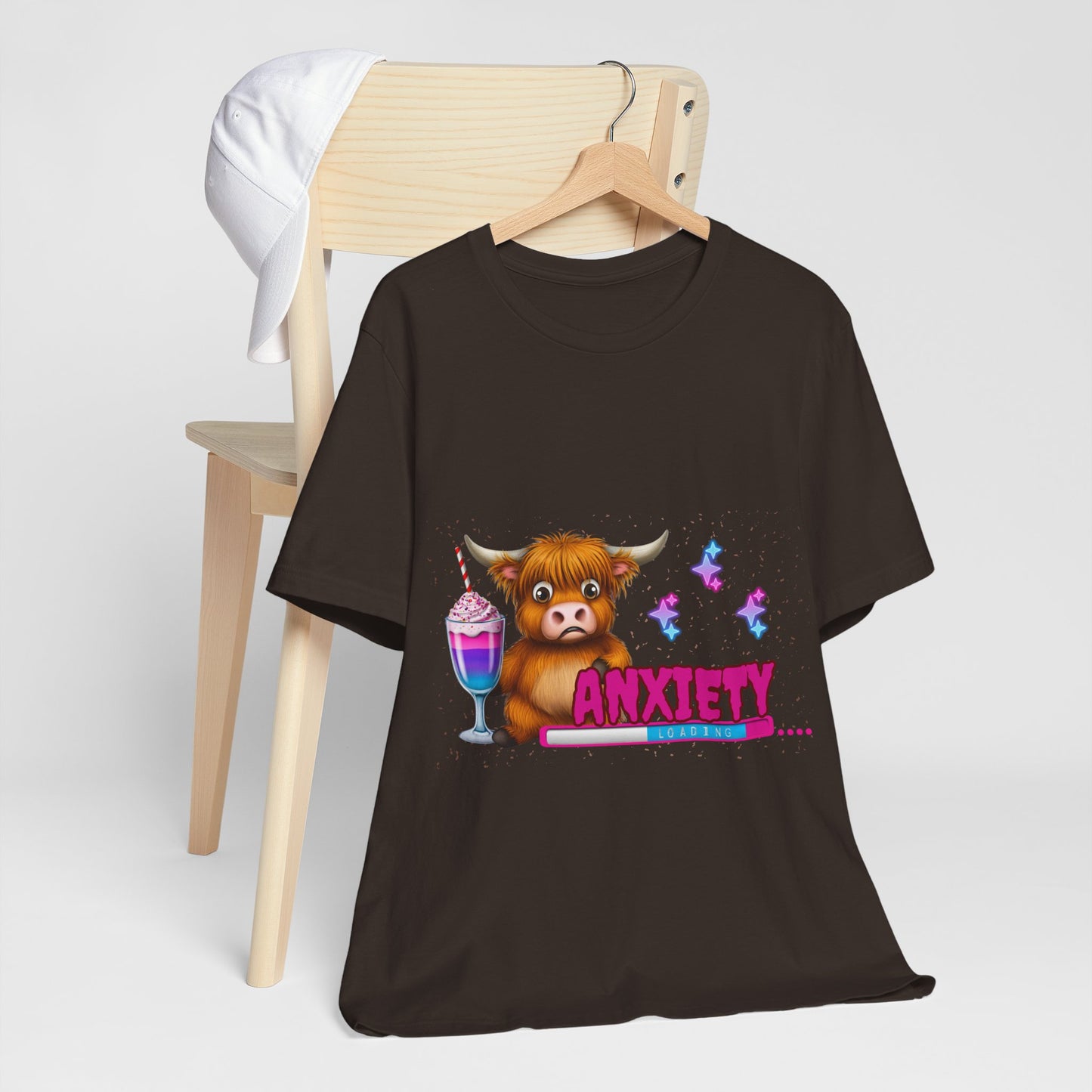 Anxiety Loading Highland Cow Bella+Canvas Shirt – Funny Mental Health Tee