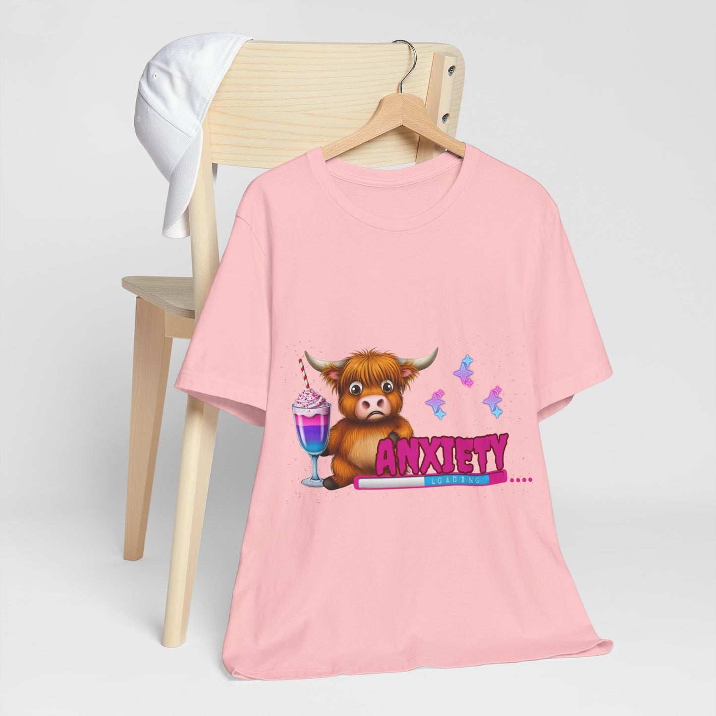 Anxiety Loading Highland Cow Bella+Canvas Shirt – Funny Mental Health Tee