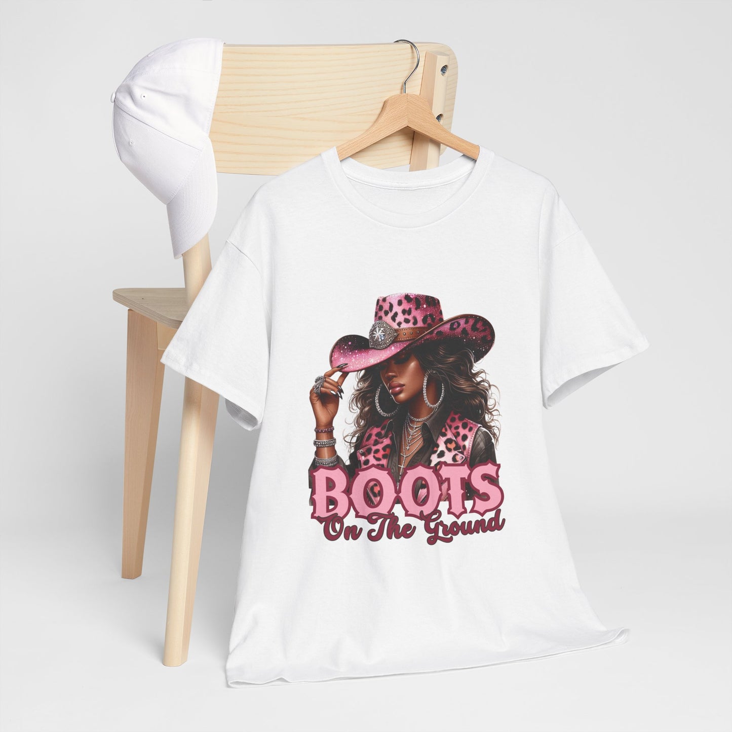 Boots On The Ground Shirt | Western Cowgirl Pink Leopard Hat Tee