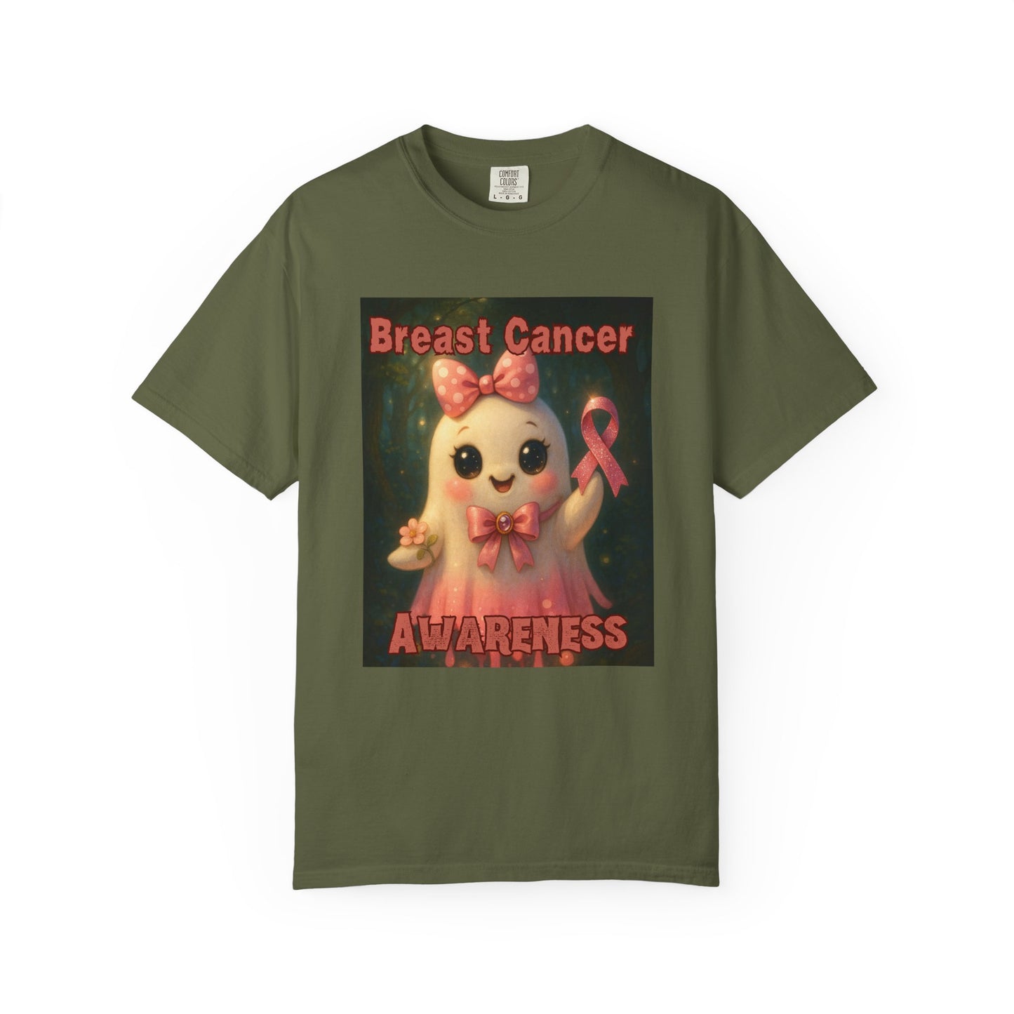 Breast Cancer Awareness Unisex T-Shirt - Cute Ghost Design, Pink Ribbon Tee, Supportive Gift, Casual Wear, October Fundraiser