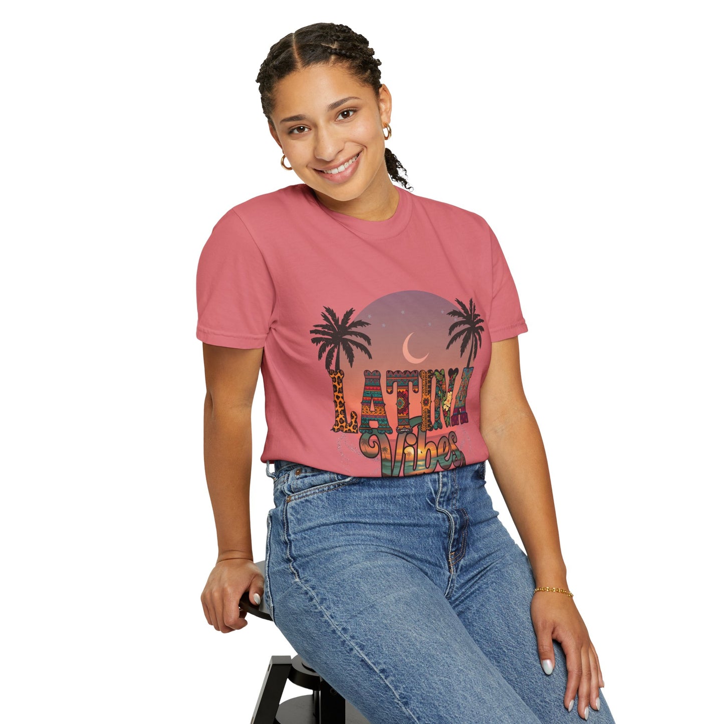 Latina Vibes Shirt | Colorful Graphic Tee with Palm Trees