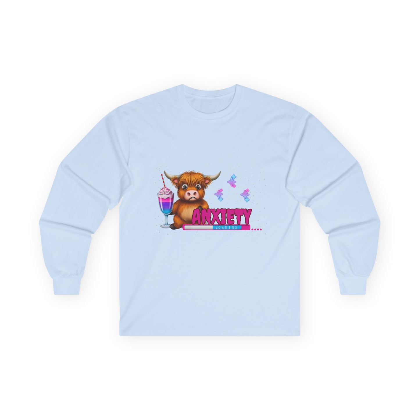 Anxiety Loading Highland Cow Long Sleeve Shirt – Unisex Bella Canvas