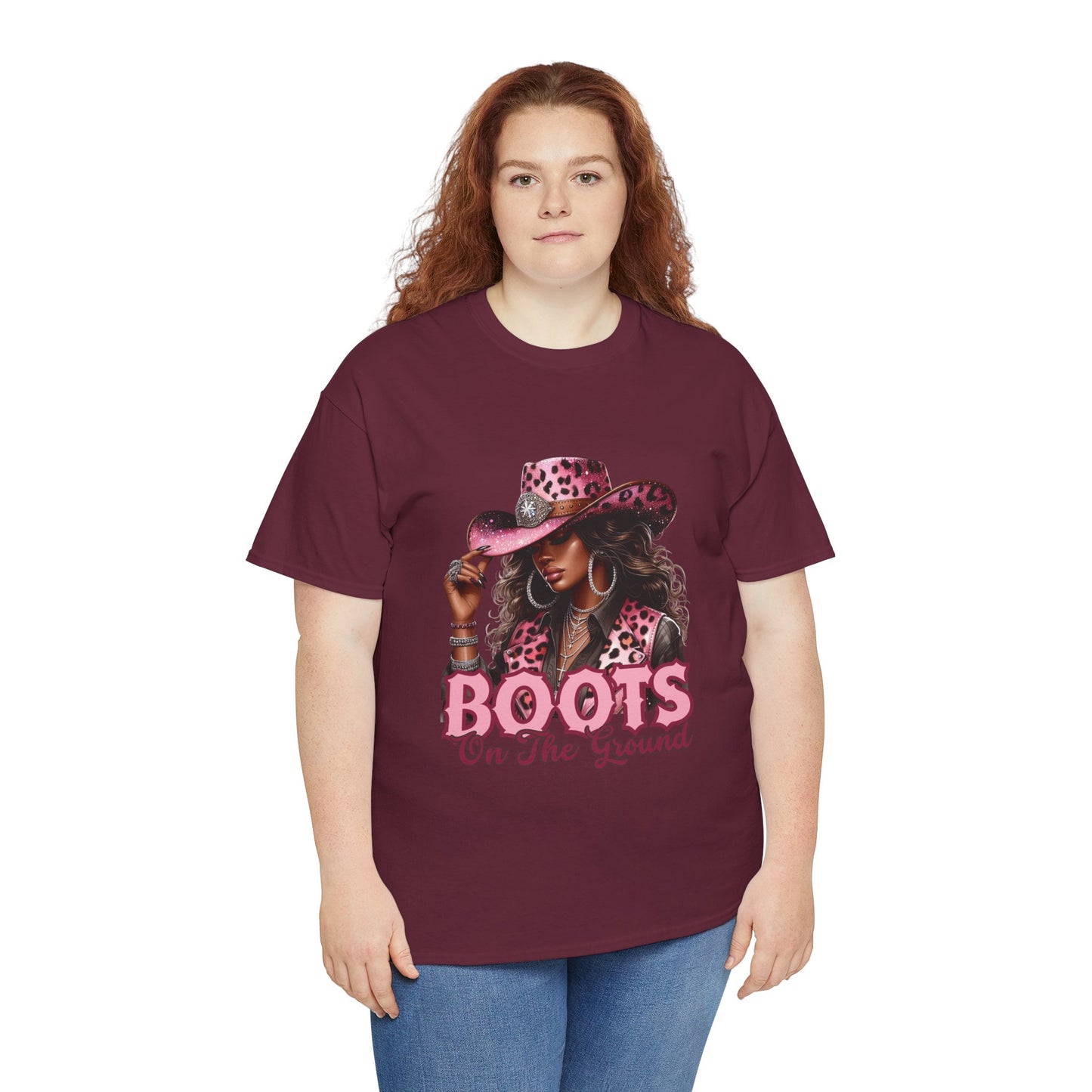 Boots On The Ground Shirt | Western Cowgirl Pink Leopard Hat Tee