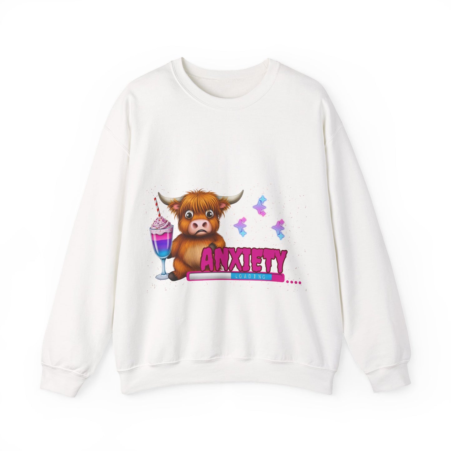 Anxiety Loading Highland Cow Sweatshirt – Funny Bella Canvas Unisex Crewneck