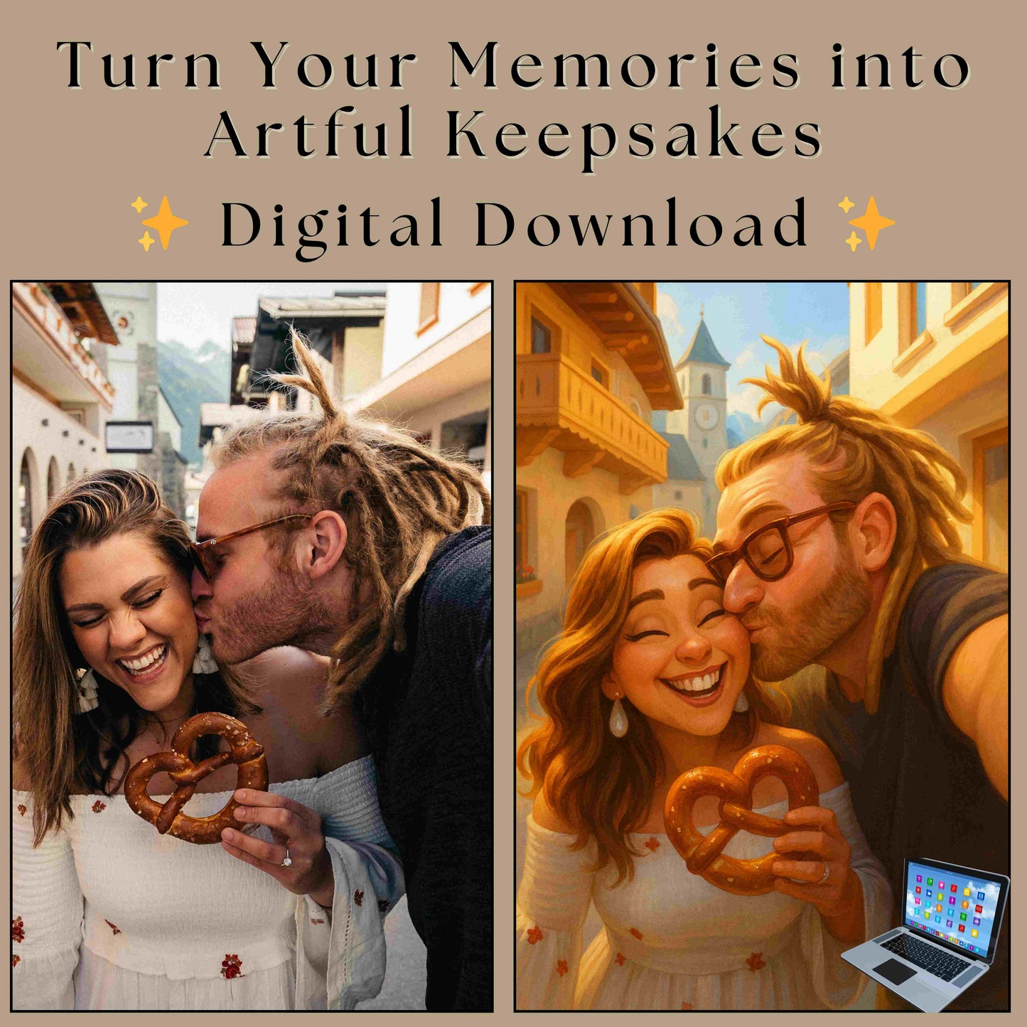 Turn Travel Photos Into Art | Custom Cartoon, Manga, Comic, Watercolor, Charcoal, or Oil Painting | Canvas or Gift Keepsake