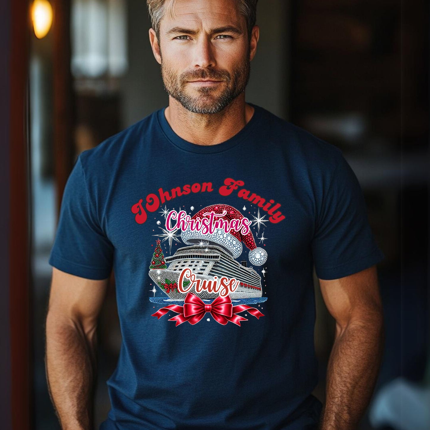 Personalized Family Christmas Cruise Tee - Unisex Heavy Cotton, Holiday T-Shirt, Matching Family Shirt, Cruise Vacation Apparel, Fun Gift Idea