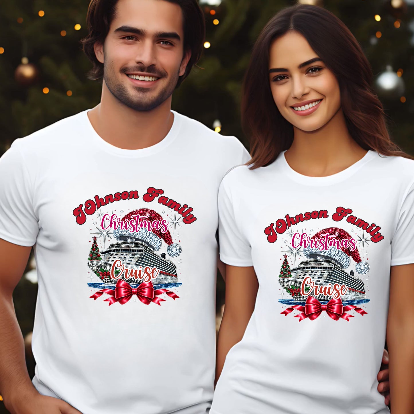 Personalized Family Christmas Cruise Tee - Unisex Heavy Cotton, Holiday T-Shirt, Matching Family Shirt, Cruise Vacation Apparel, Fun Gift Idea
