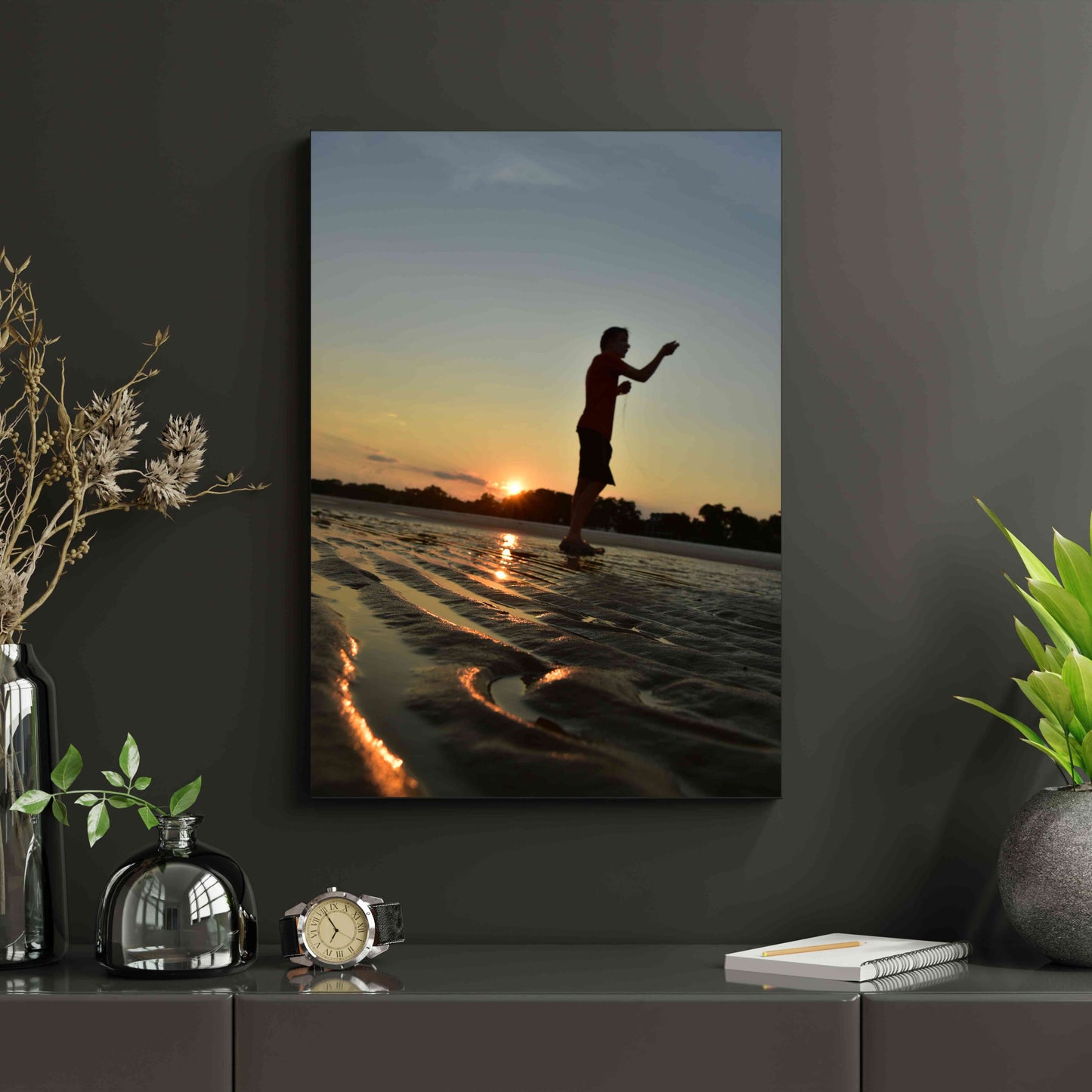 Sunset Beach Scene Canvas Print: Coastal Home Decor for Ocean Lovers