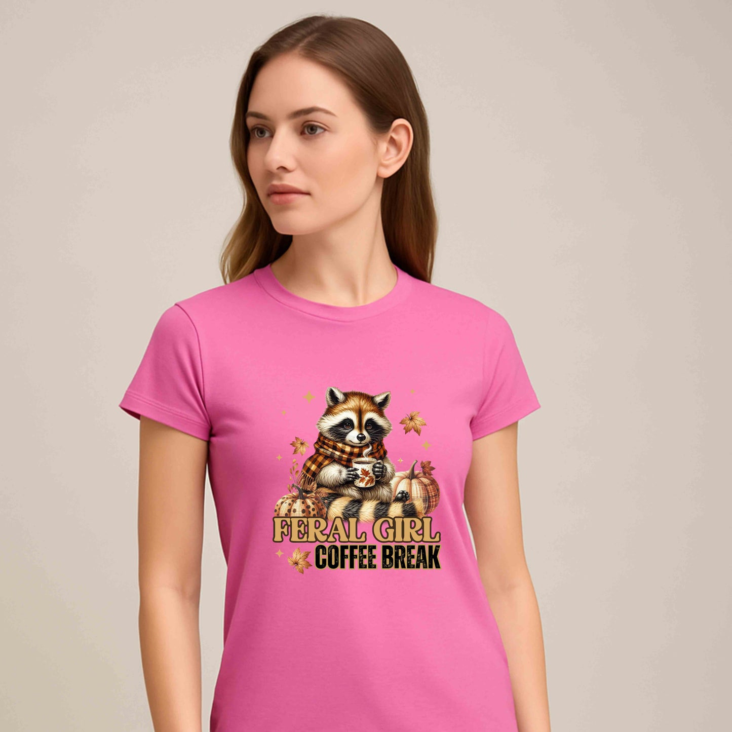Feral Girl Coffee Break Tee | Cozy Autumn Shirt for Nature Lover