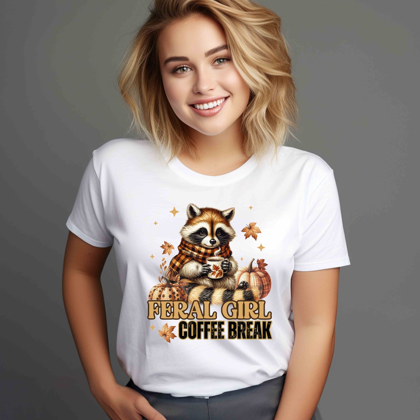 Feral Girl Coffee Break Tee | Cozy Autumn Shirt for Nature Lover
