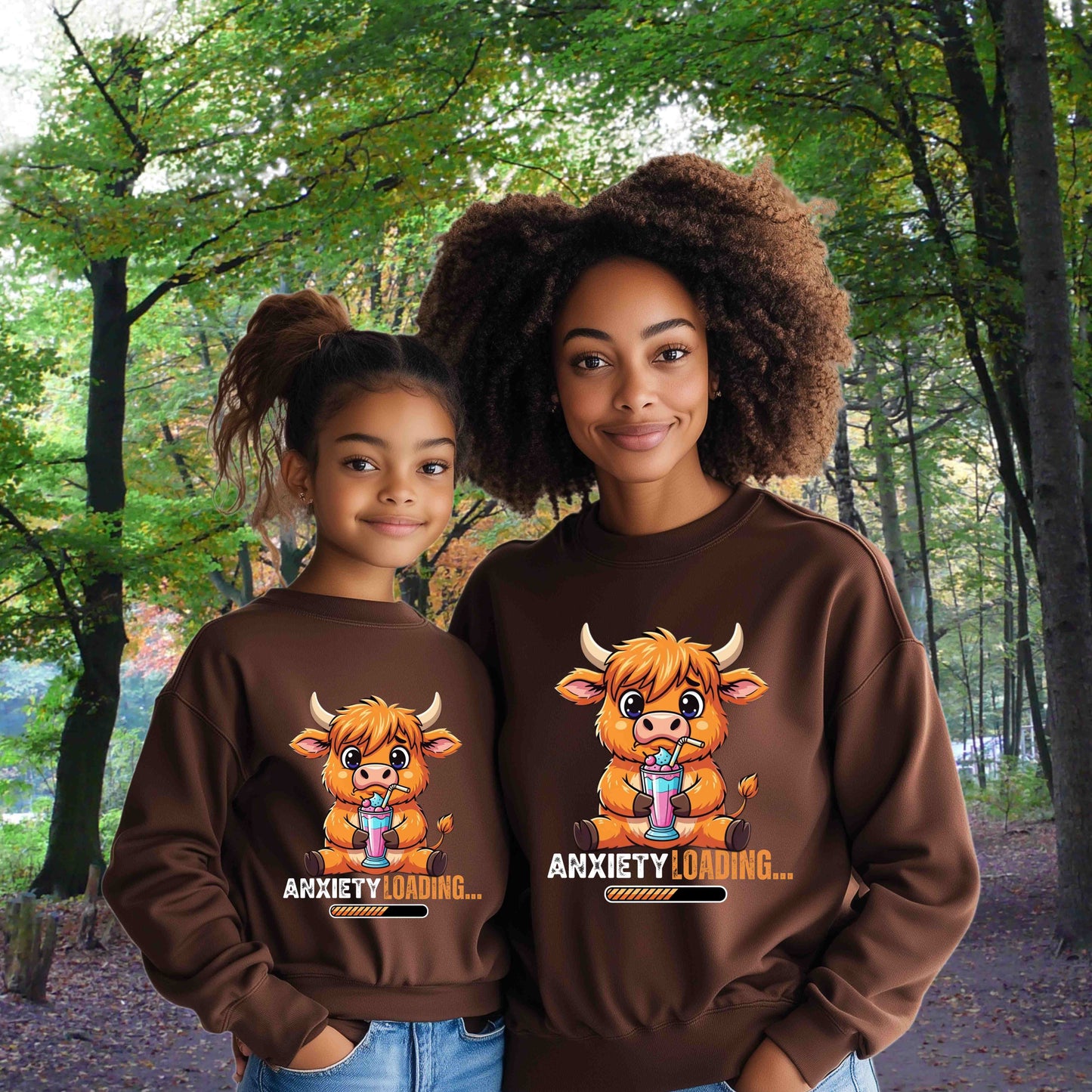 Anxiety Loading Sweatshirt, Cozy Fleece Crewneck, Relaxing Gift, Stress Relief Apparel, Cute Animal Design, Unisex Casual Wear