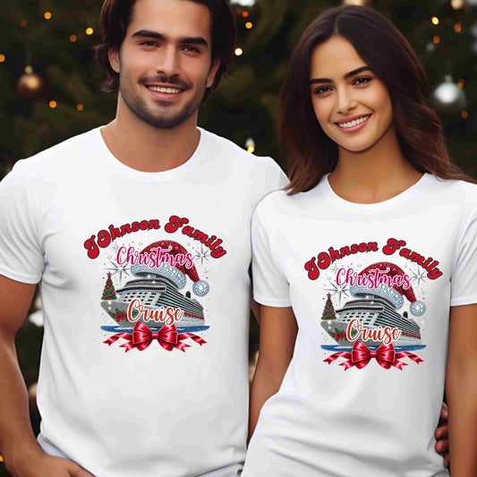 Personalized Family Christmas Cruise Tee - Unisex Heavy Cotton, Holiday T-Shirt, Matching Family Shirt, Cruise Vacation Apparel, Fun Gift Idea