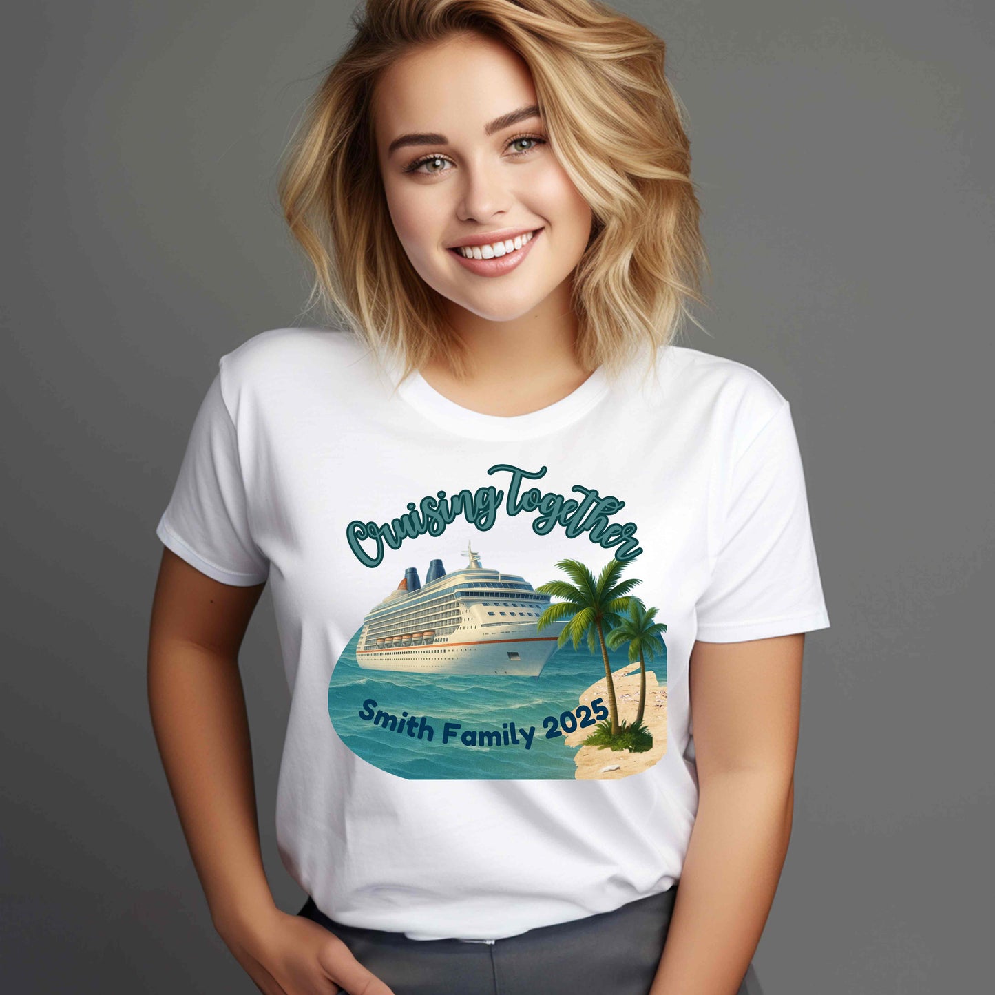 Custom “Cruising Together” Family Cruise T‑Shirt – Personalized Vacation & Reunion Tee
