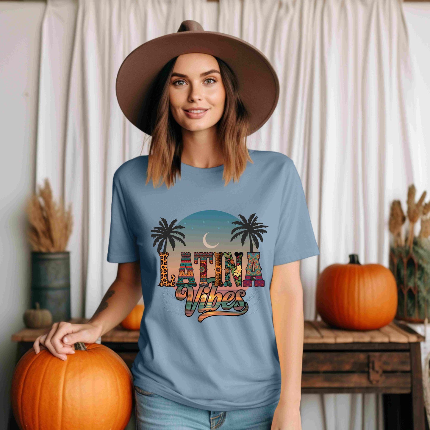 Latina Vibes Shirt | Colorful Graphic Tee with Palm Trees