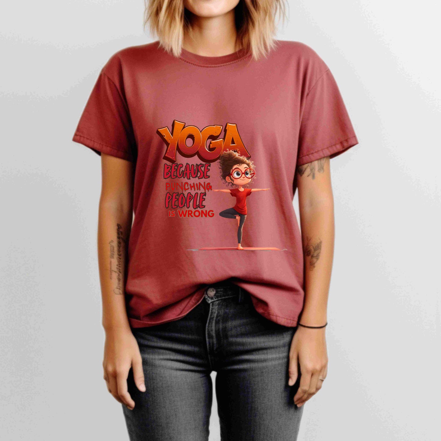 Yoga Because Punching People Is Wrong Shirt | Funny Yoga Graphic Tee