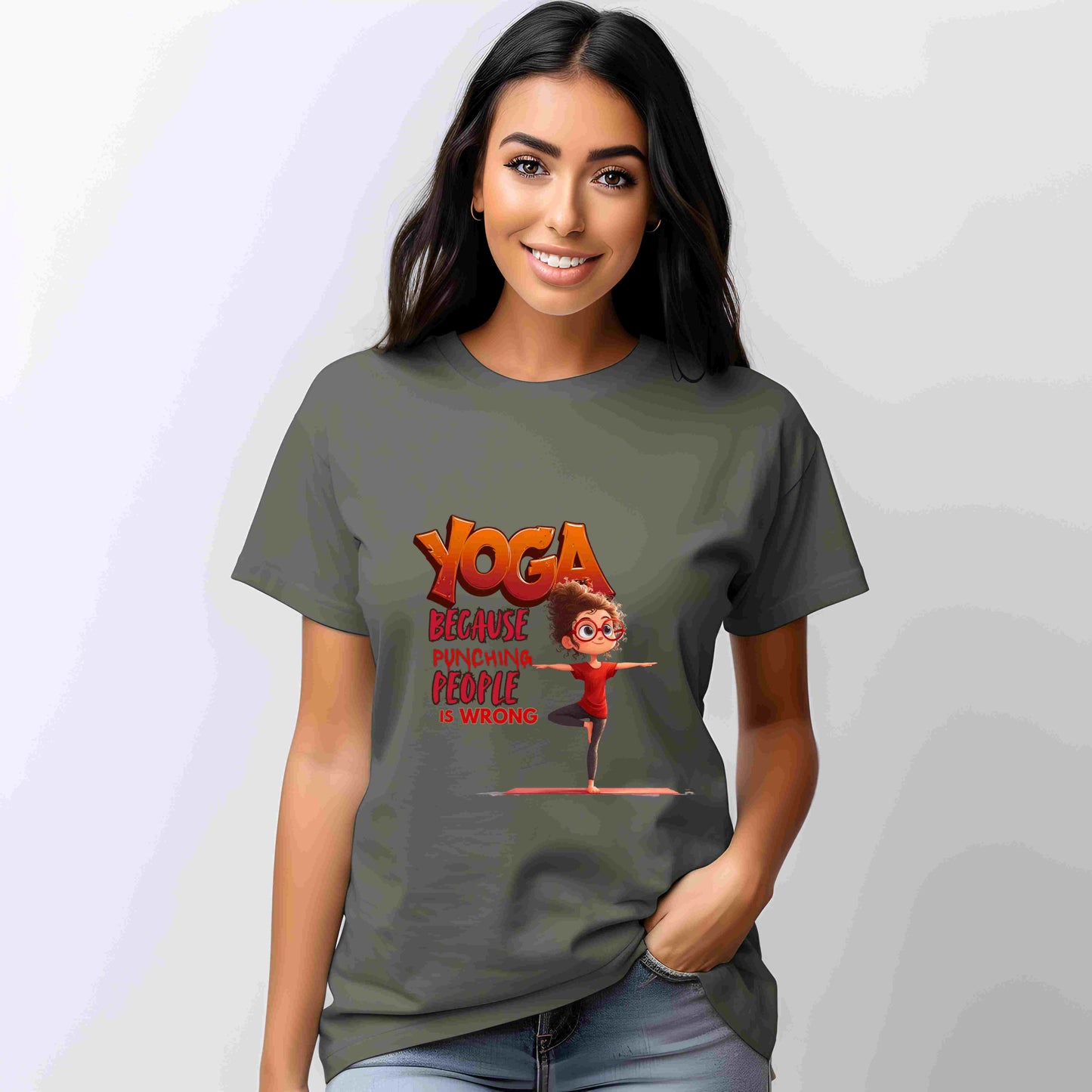 Yoga Because Punching People Is Wrong Shirt | Funny Yoga Graphic Tee