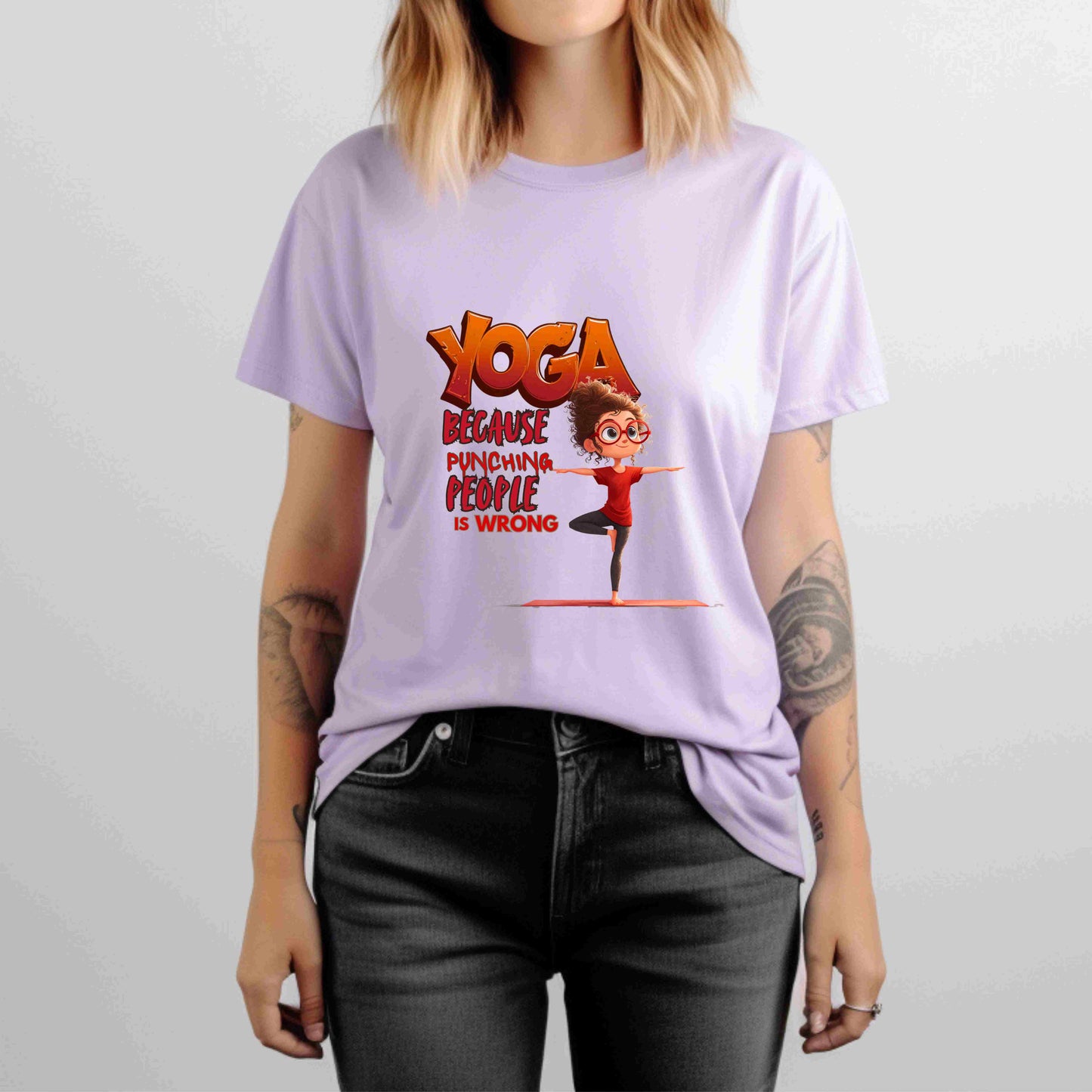 Yoga Because Punching People Is Wrong Shirt | Funny Yoga Graphic Tee