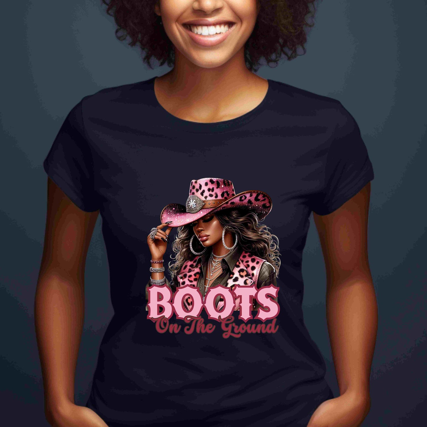 Boots On The Ground Shirt | Western Cowgirl Pink Leopard Hat Tee