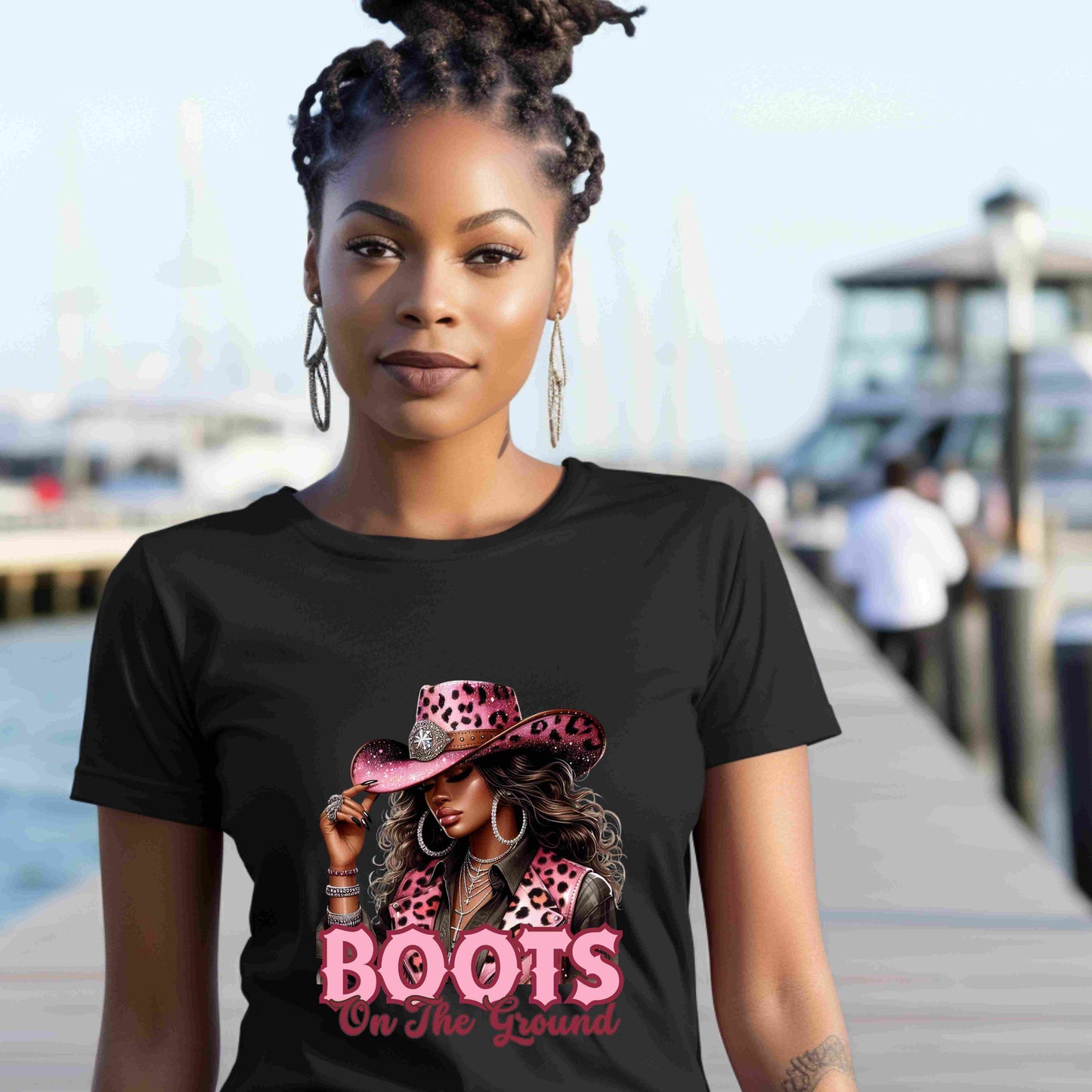 Boots On The Ground Shirt | Western Cowgirl Pink Leopard Hat Tee
