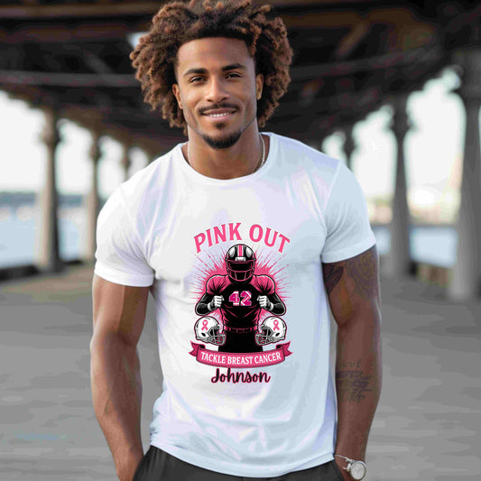 Personalized Pink Out Football Shirt | Custom Breast Cancer Awareness Tee