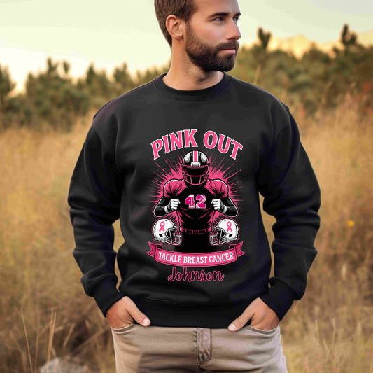 Personalized Pink Out Football Sweatshirt | Custom Breast Cancer Awareness Pullover