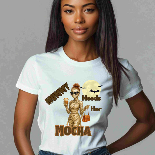 Mommy Needs Her Mocha Halloween Shirt | Funny Fall Coffee Tee