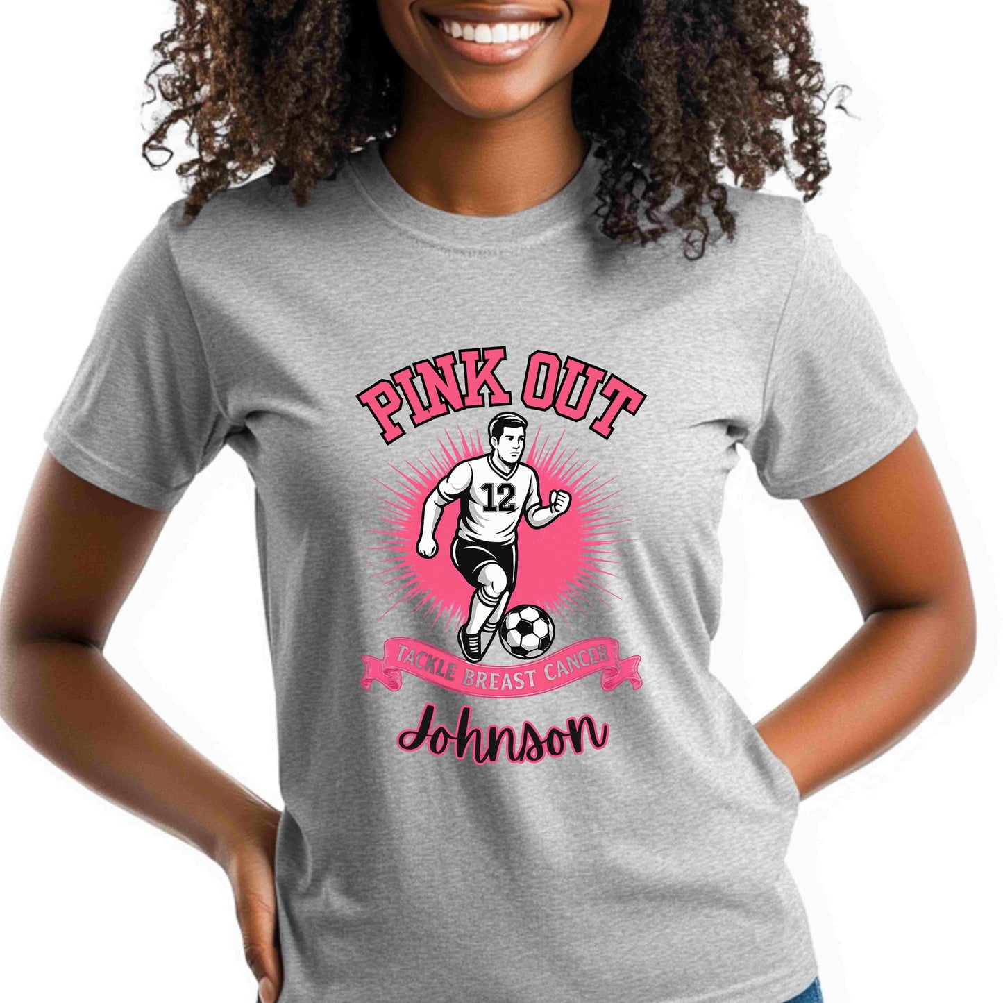 Personalized Pink Out Soccer Shirt | Breast Cancer Awareness Tee