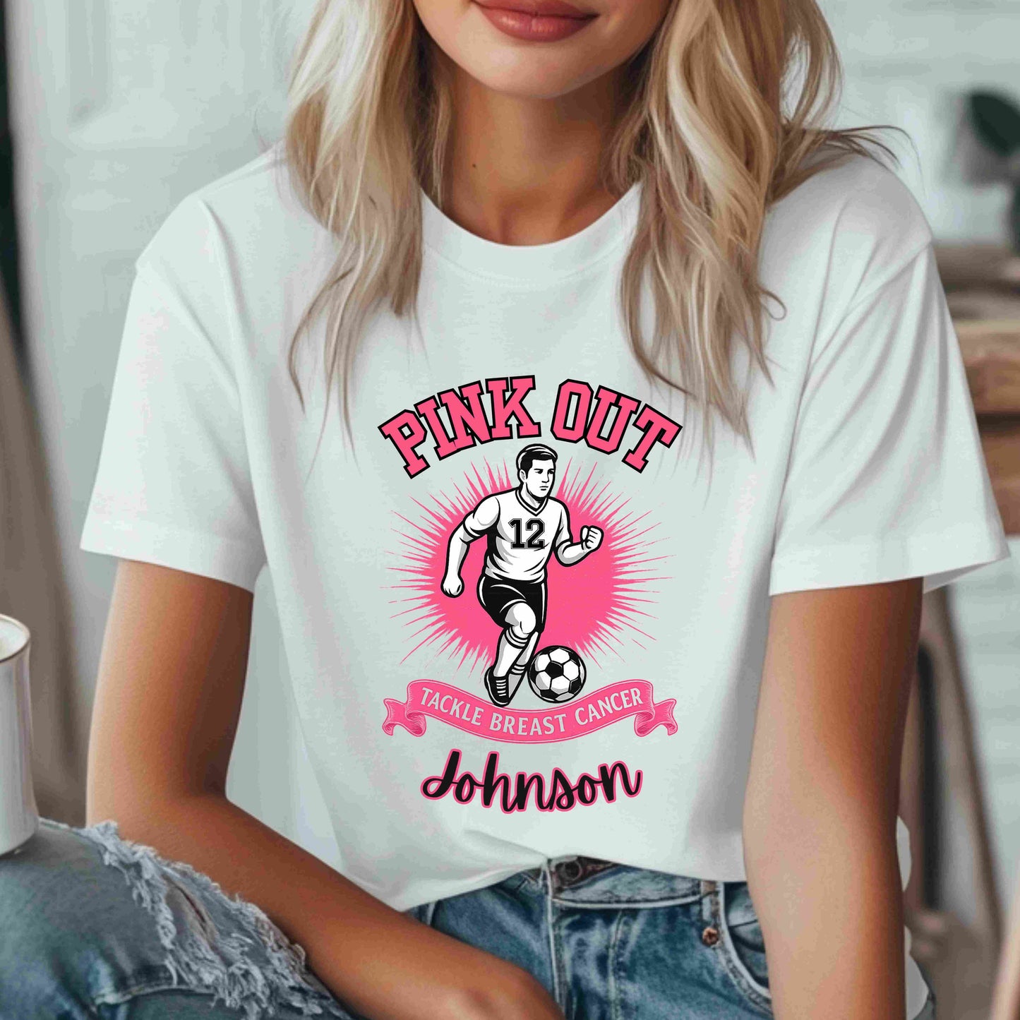 Personalized Pink Out Soccer Shirt | Breast Cancer Awareness Tee