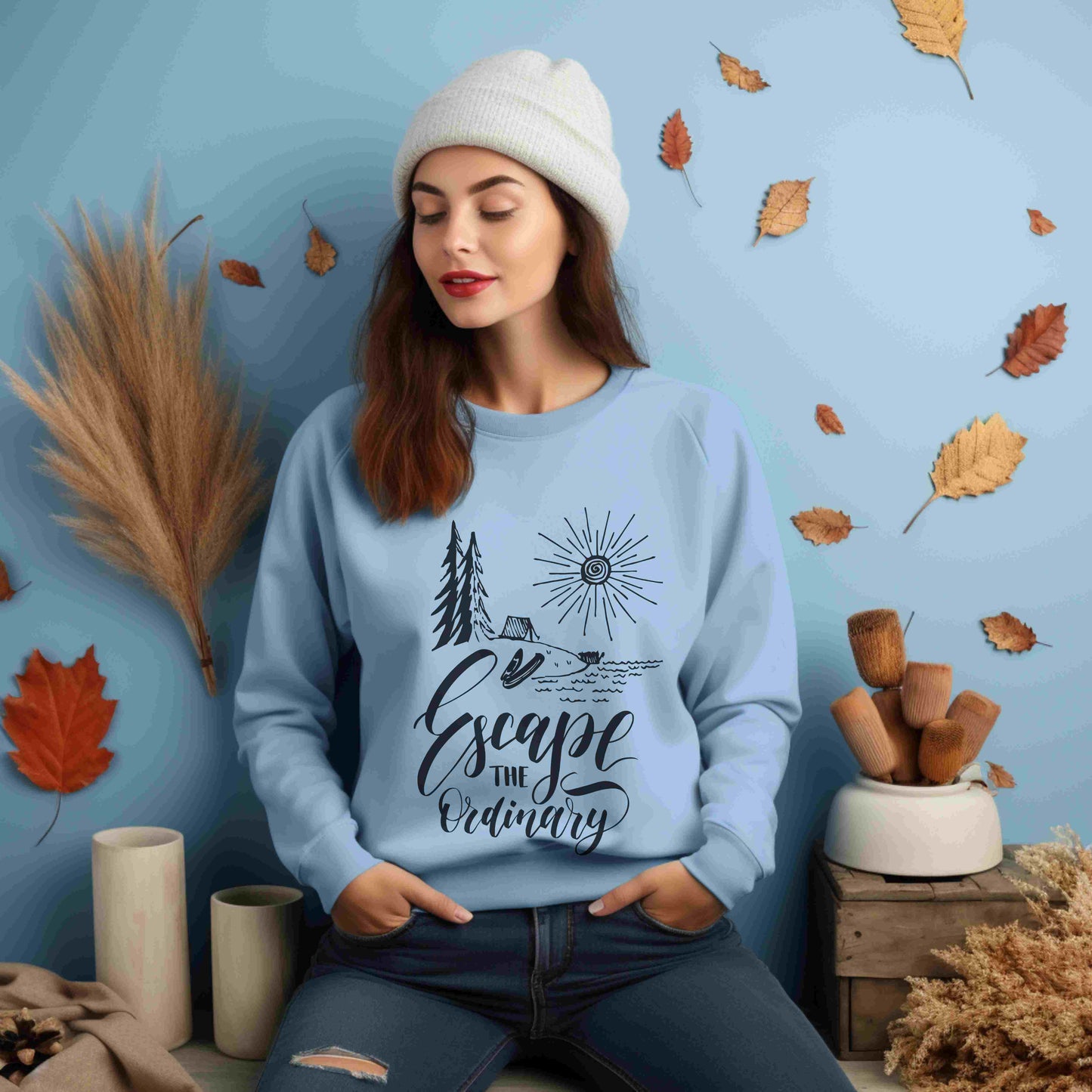 Escape the Ordinary Sweatshirt | Cozy Unisex Adventure Pullover | Camping, Hiking & Outdoors Graphic Crewneck