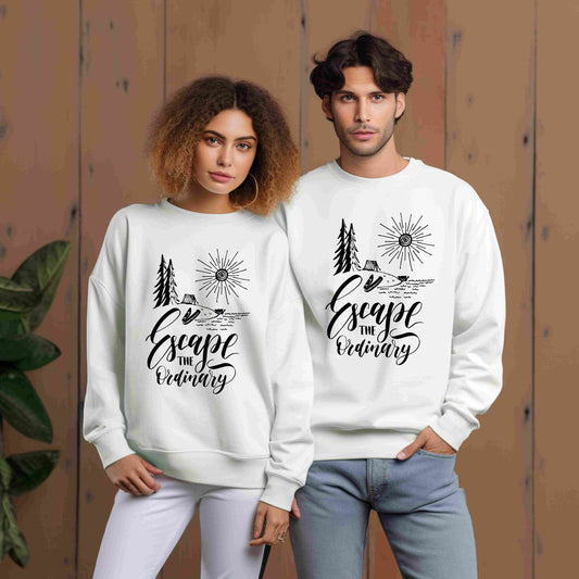 Escape the Ordinary Sweatshirt | Cozy Unisex Adventure Pullover | Camping, Hiking & Outdoors Graphic Crewneck