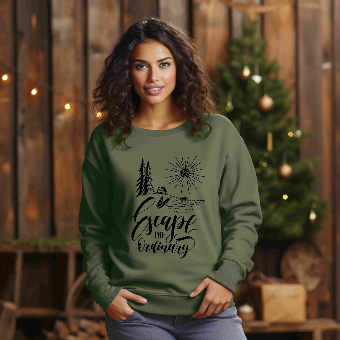 Escape the Ordinary Sweatshirt | Cozy Unisex Adventure Pullover | Camping, Hiking & Outdoors Graphic Crewneck