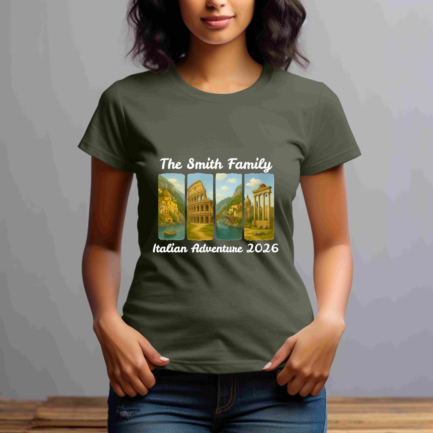 Custom Italy Family Vacation Shirt – Personalized “Italian Adventure 2026” Bella+Canvas 3001 Tee