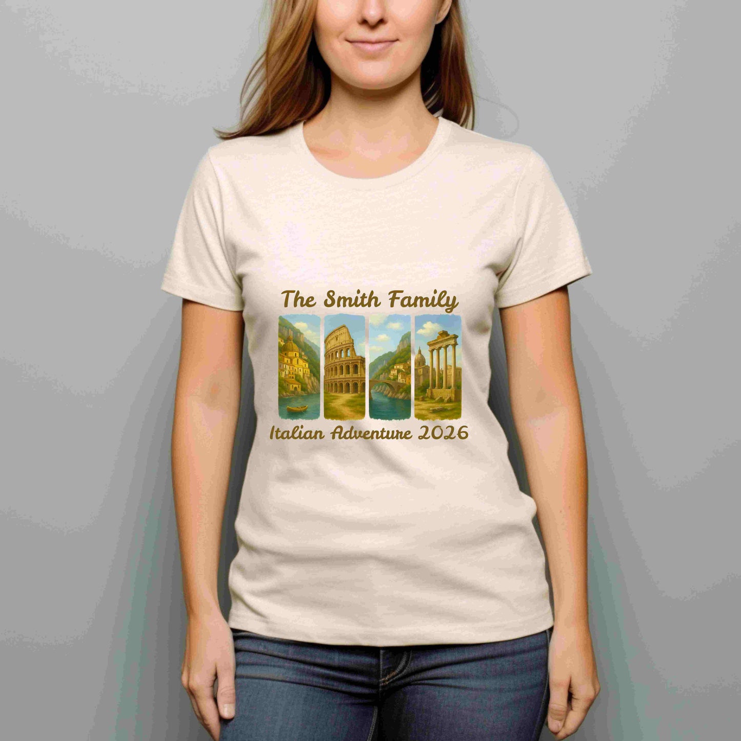 Custom Italy Family Vacation Shirt – Personalized “Italian Adventure 2026” Bella+Canvas 3001 Tee