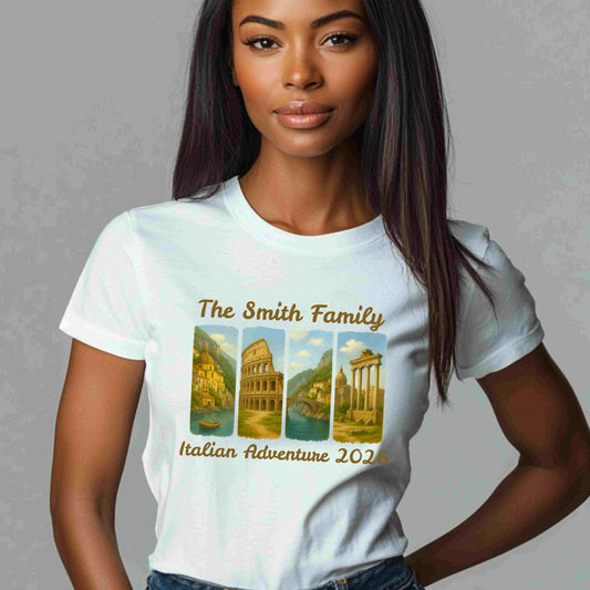 Custom Italy Family Vacation Shirt – Personalized “Italian Adventure 2026” Bella+Canvas 3001 Tee
